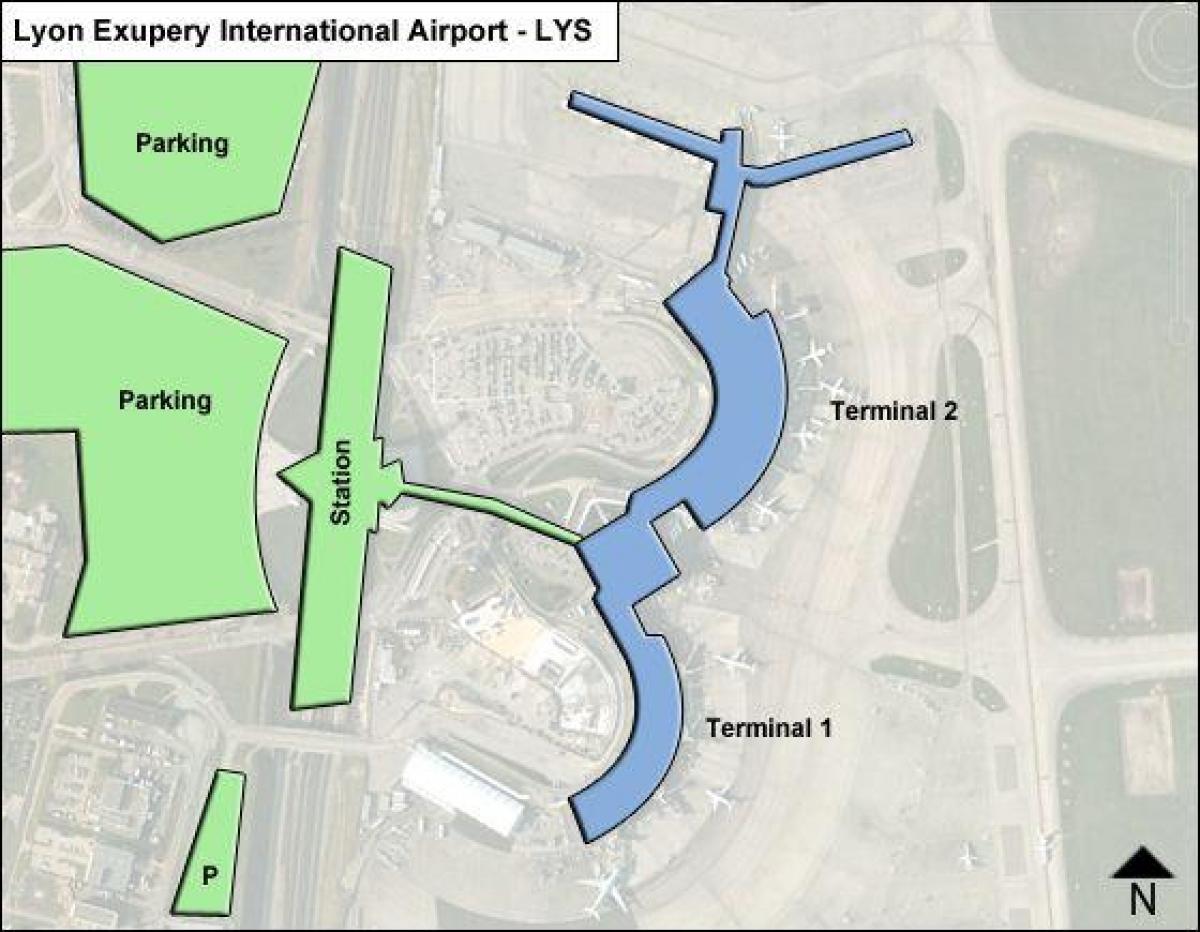 Mapa Lyon aireportuko terminal