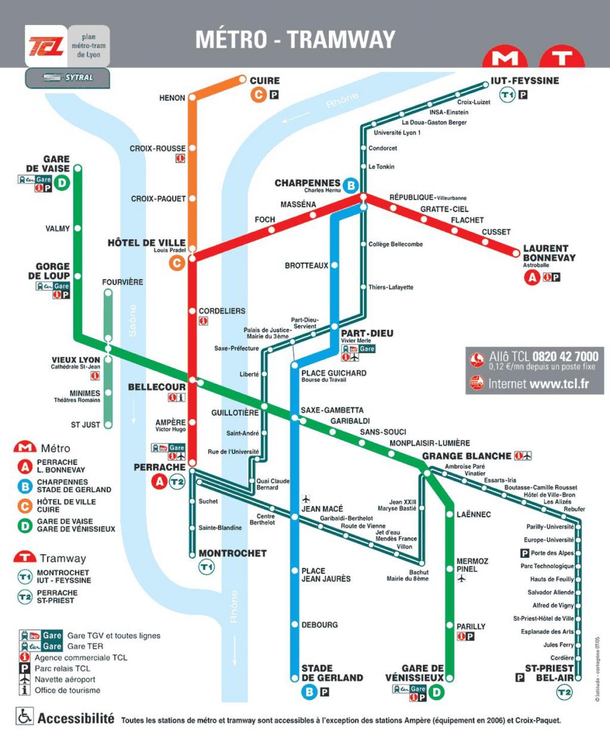 Lyon metro mapa 2016