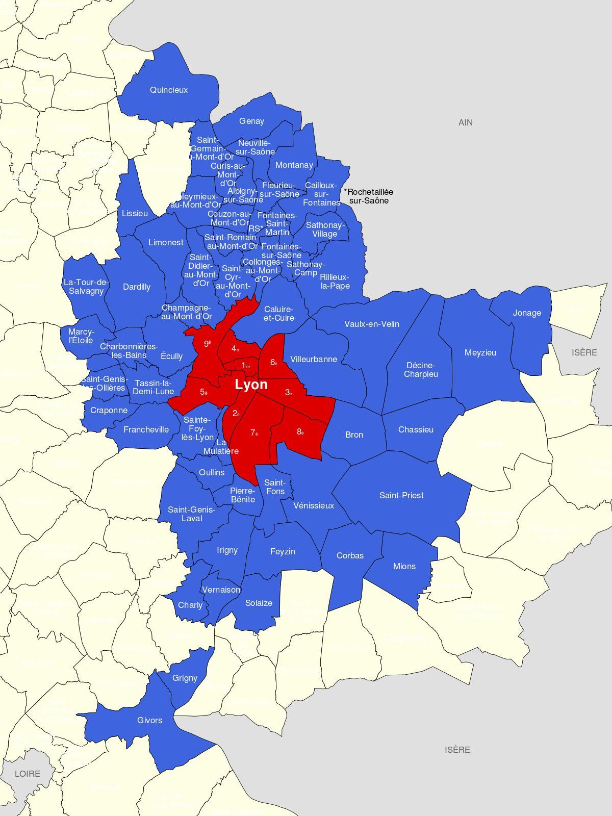 mapa Lyon-eremua