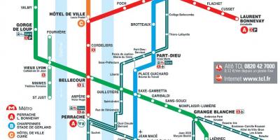 Frantziako Lyon metro mapa