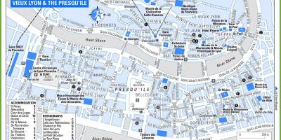 Alde zaharra frantziako Lyon mapa